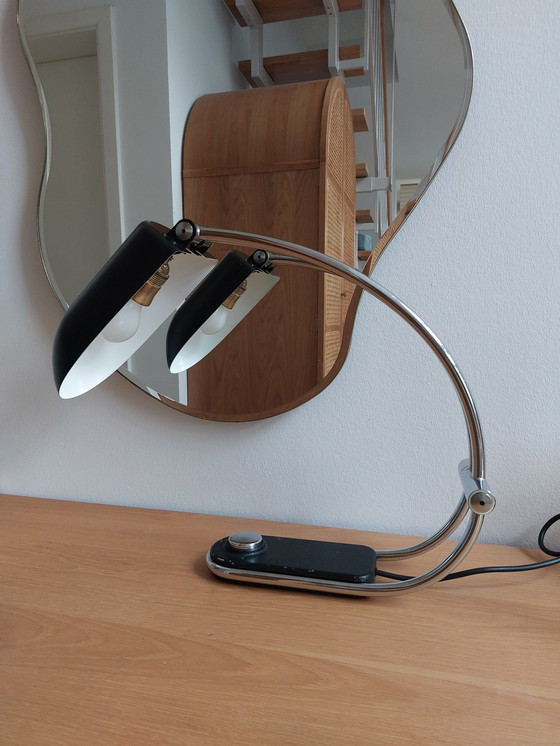 Image 1 of Vintage Hillebrand Tafellamp Tafellamp Chroom Zwart 70s Space Age