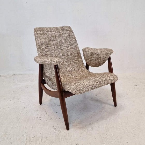 Image 1 of Vintage teakhouten fauteuil van Louis Van Teeffelen voor Wébé, Nederland 1960