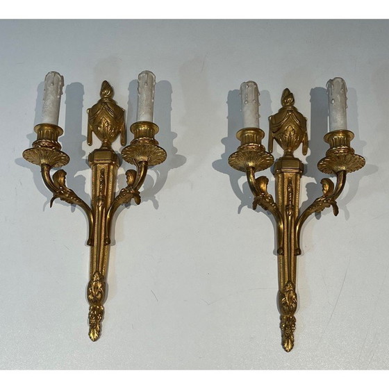 Image 1 of Set van 4 vintage bronzen wandlampen, Frankrijk 1940