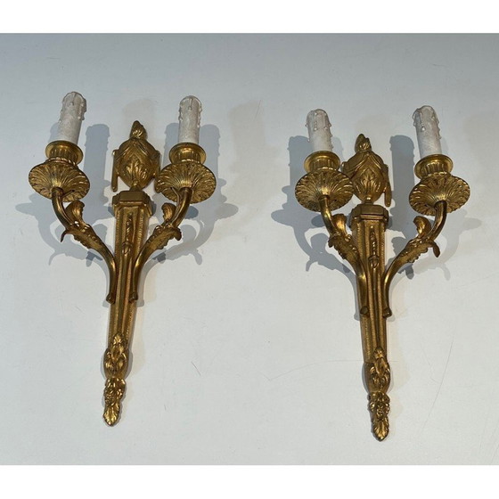 Image 1 of Set van 4 vintage bronzen wandlampen, Frankrijk 1940