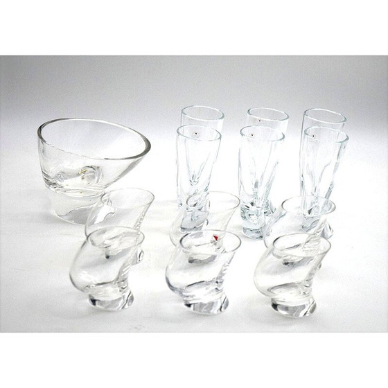 Image 1 of Vintage glazen en kristallen drinkset van Angelo Mangiarotti voor Cristallerie Il Colle, 1970