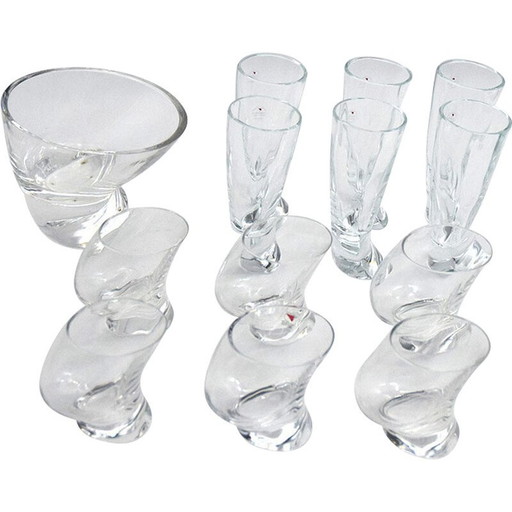 Vintage glazen en kristallen drinkset van Angelo Mangiarotti voor Cristallerie Il Colle, 1970