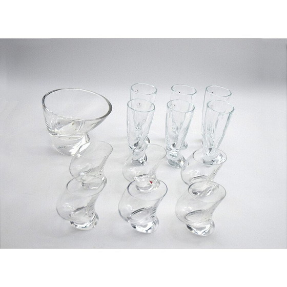 Image 1 of Vintage glazen en kristallen drinkset van Angelo Mangiarotti voor Cristallerie Il Colle, 1970