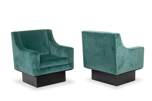 Paar "Club" fauteuils, kubusvorm. Circa 1940.