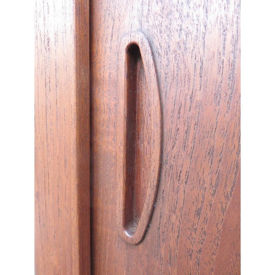 Image 1 of Vintage laag dressoir met 3 teakhouten schuifdeuren, Denemarken 1960