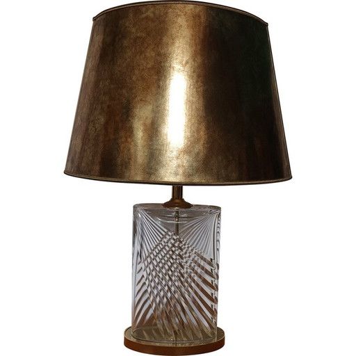 Vintage lamp in geslepen kristal en messing, 1970