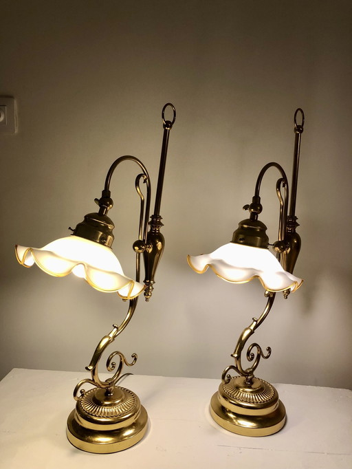Vintage Opaline glazen lampen