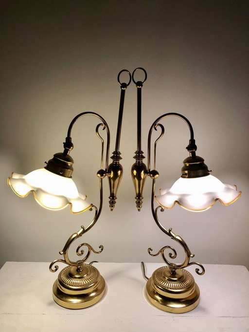 Vintage Opaline glazen lampen