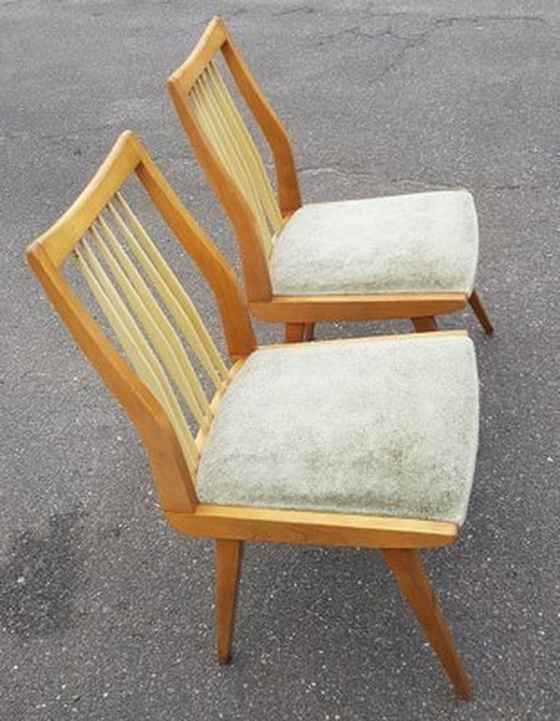 Houten eetkamerstoelen met spruitjesrugleuning, 1950S, set van 2