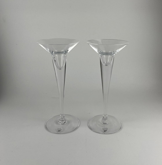 Image 1 of 2x Orrefors Zweden Soprano Kandelaars en kaarsen Glas