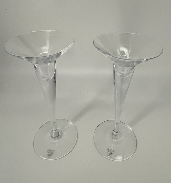 Image 1 of 2x Orrefors Zweden Soprano Kandelaars en kaarsen Glas