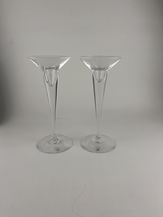 Image 1 of 2x Orrefors Zweden Soprano Kandelaars en kaarsen Glas