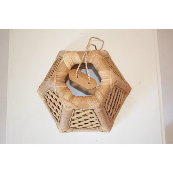 Image 1 of Vintage hanglamp van bamboe en hout, 1970