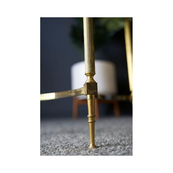 Image 1 of Vintage messing en glazen nesttafel, Frankrijk 1970