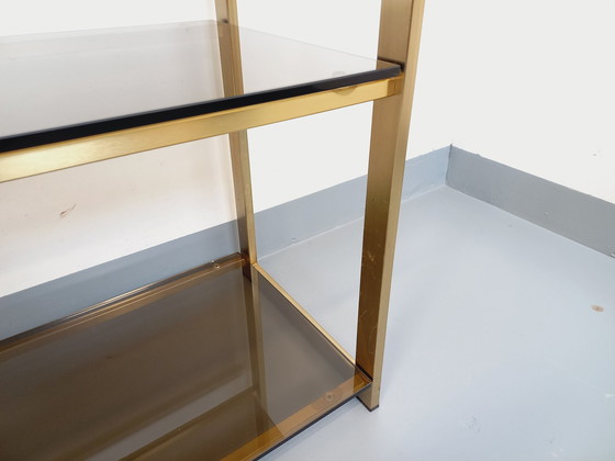 Image 1 of Artelano Vintage boekenkast in verguld metaal en gerookt glas uit de jaren 70, 3 losse onderdelen