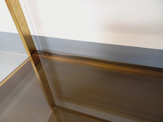 Image 1 of Artelano Vintage boekenkast in verguld metaal en gerookt glas uit de jaren 70, 3 losse onderdelen