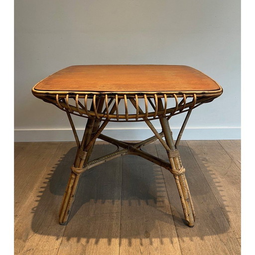 Vintage rotan salontafel, 1950