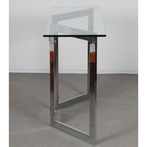 Image 1 of Vintage console van verchroomd metaal en glas, 1970