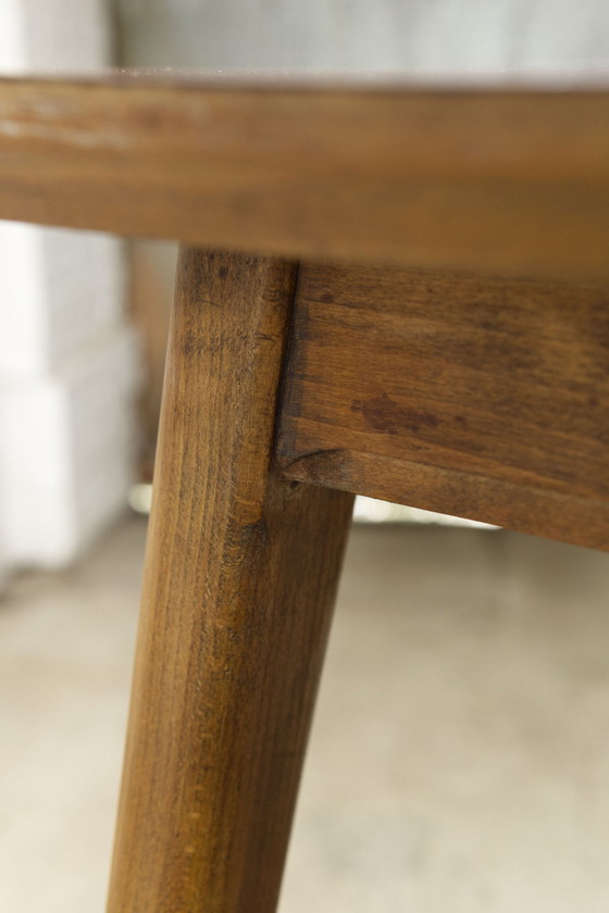 Image 1 of 50'S Beuken Met Rood Formica Bovenblad Eettafel