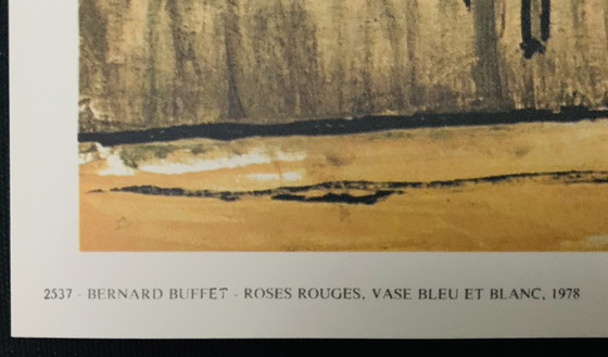 Image 1 of Bernhard Buffet, "Red Roses, 1978". Getekend In De Plaat, Genummerd Achterkant. Galerie Maurice Garnier, Parijs 1979.