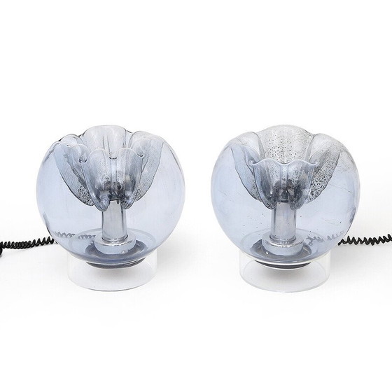 Image 1 of Paar vintage wandglazen tafellampen, Italië 1970