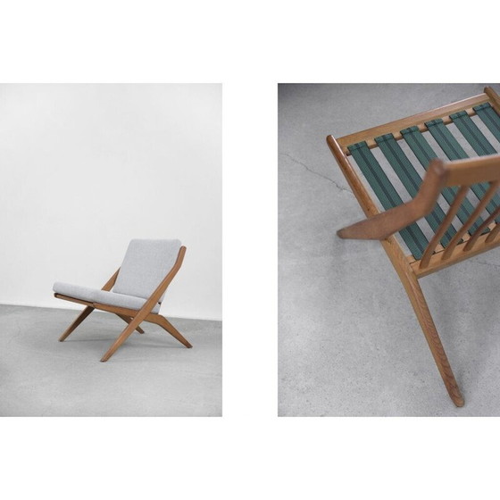 Image 1 of Paar vintage eiken schaar fauteuils van Folke Ohlsson voor Bodafors, Zweden 1962