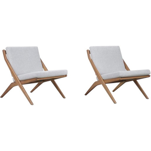 Paar vintage eiken schaar fauteuils van Folke Ohlsson voor Bodafors, Zweden 1962