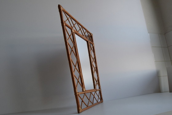 Image 1 of 1970 Mid Century Rotan Wandspiegel