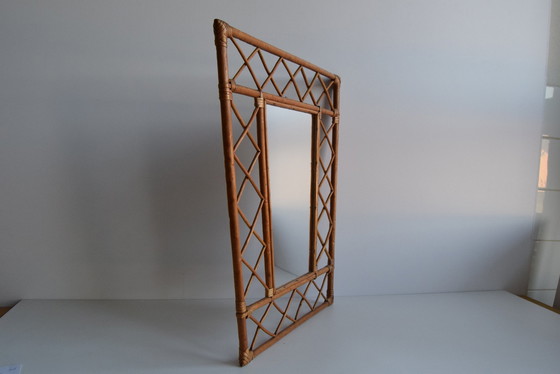 Image 1 of 1970 Mid Century Rotan Wandspiegel
