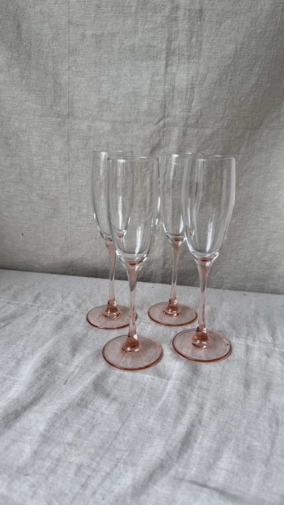 Image 1 of 4X Champagne Flutes Roze, Luminarc