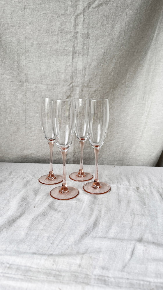 Image 1 of 4X Champagne Flutes Roze, Luminarc