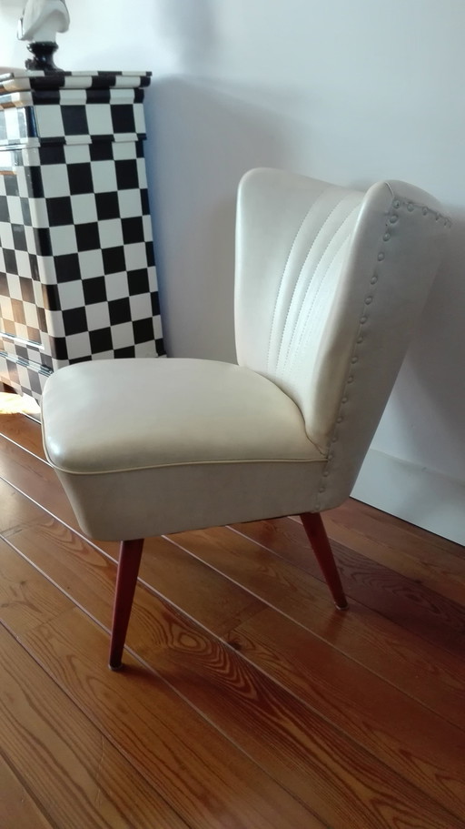 Mid Century Cocktailstoel Clubfauteuil Skai