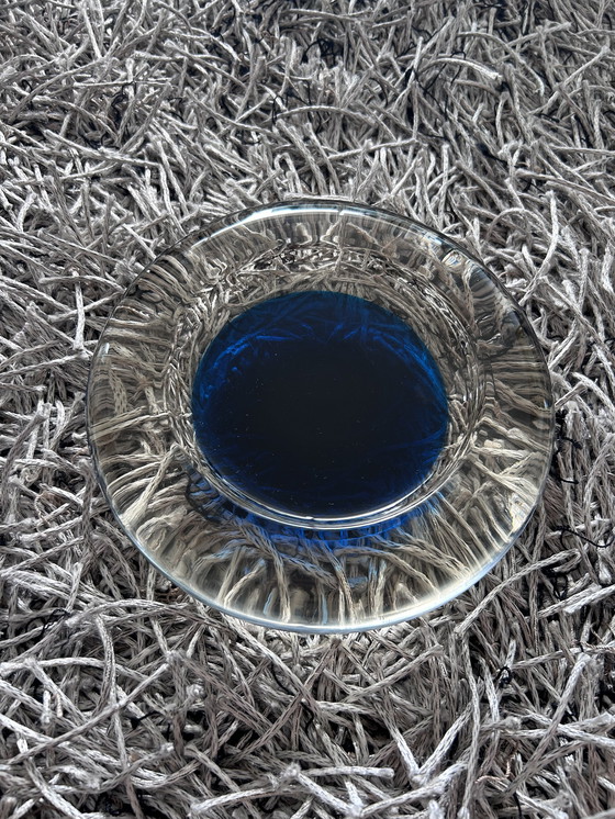 Image 1 of Venini Transparant en Blauw Glazen Asbak