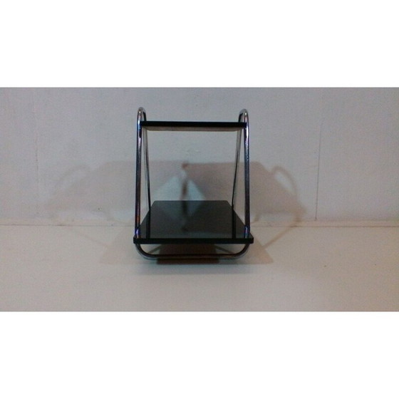 Image 1 of Vintage salontafel van hout en chroomstaal door Robert Slezák, Tsjecho-Slowakije 1940