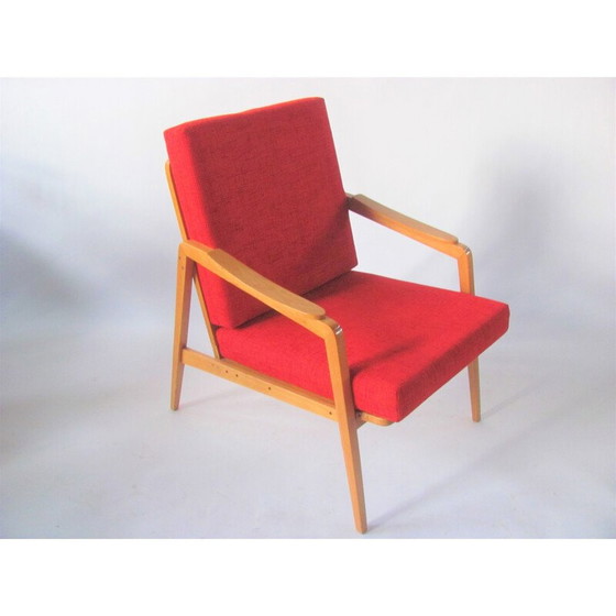 Image 1 of Vintage rode fauteuil, Tsjecho-Slowakije 1960