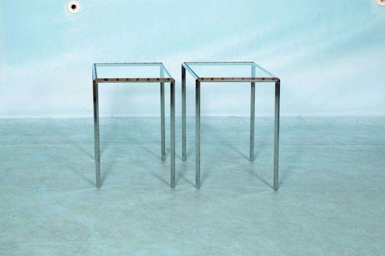 Image 1 of Vintage Herman Miller bijzettafels glas&chroom, Converta