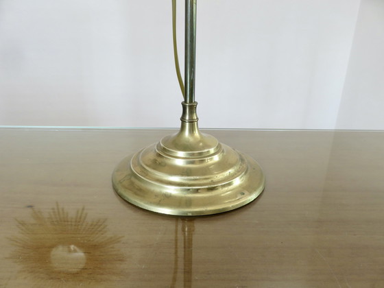 Image 1 of Art Nouveau Bronzen en Matglazen Lamp, Frankrijk, 1970