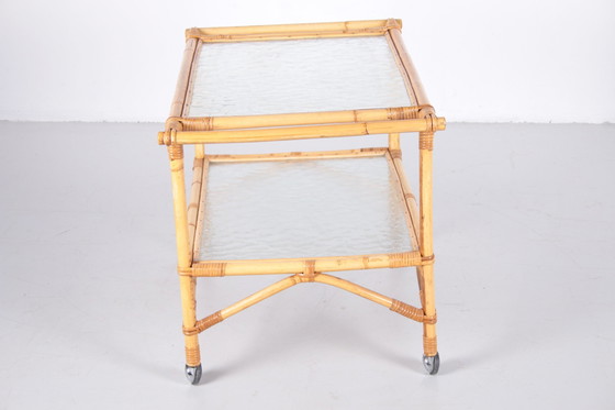 Image 1 of Vintage Bamboo Trolley Frans 1960S