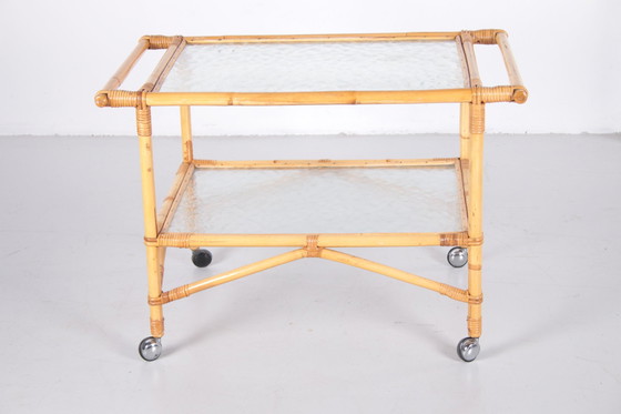 Image 1 of Vintage Bamboo Trolley Frans 1960S