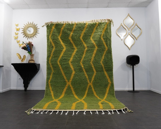 Image 1 of Berber Vloerkleed - 268 Cm X 158 Cm - Groen en Geel Wol