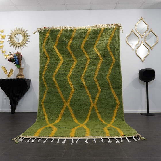 Image 1 of Berber Vloerkleed - 268 Cm X 158 Cm - Groen en Geel Wol