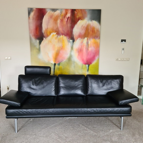 Image 1 of Walter Knoll zwart leren 3-zits bank