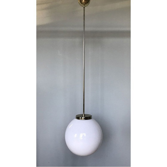 Image 1 of Vintage witte glazen bol hanglamp