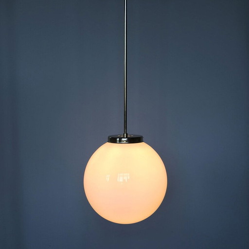 Vintage witte glazen bol hanglamp