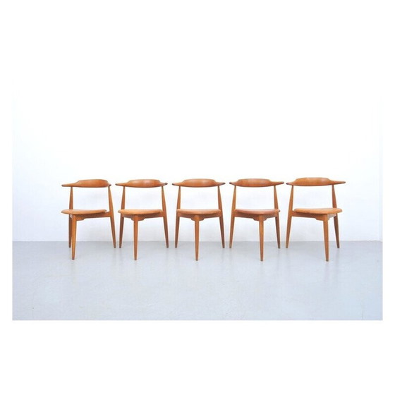 Image 1 of Set van 5 vintage Scandinavische stoelen van Hans J. Wegner, 1952