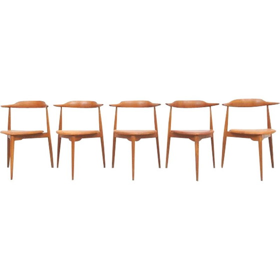 Image 1 of Set van 5 vintage Scandinavische stoelen van Hans J. Wegner, 1952