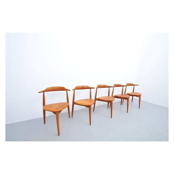 Image 1 of Set van 5 vintage Scandinavische stoelen van Hans J. Wegner, 1952