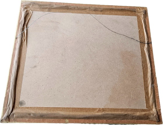 Image 1 of Egyptische Vintage Wandtapijt borduurwerk afbeelding met gouden houten frame