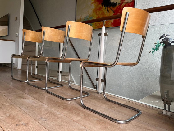 Image 1 of 4x Vintage Bauhaus style stoel