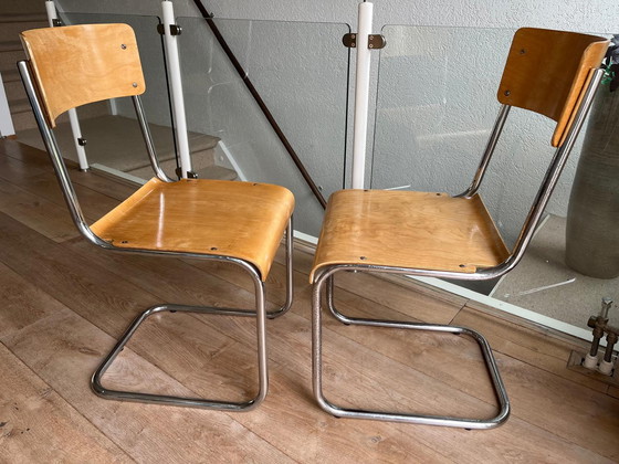 Image 1 of 4x Vintage Bauhaus style stoel